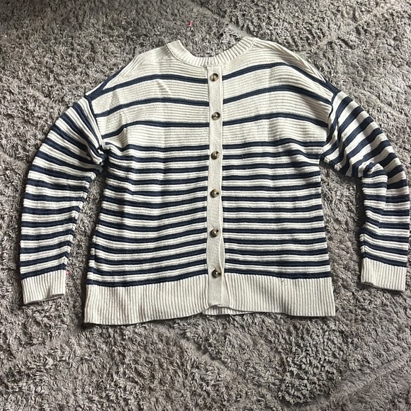 Madewell Greensboro Striped Button-Back Sweater | M - Picture 10 of 11